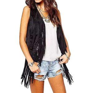 New Sleeveless Vest Cardigan with Tassels Fringe - Stylish Outwear for Tops